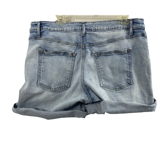 Edgely Jean Shorts Womens 18 Light Wash Denim Distress Destroyed Cut Off Roll Up - Picture 2 of 11